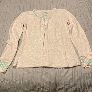 Delia’s soft gray pajama top